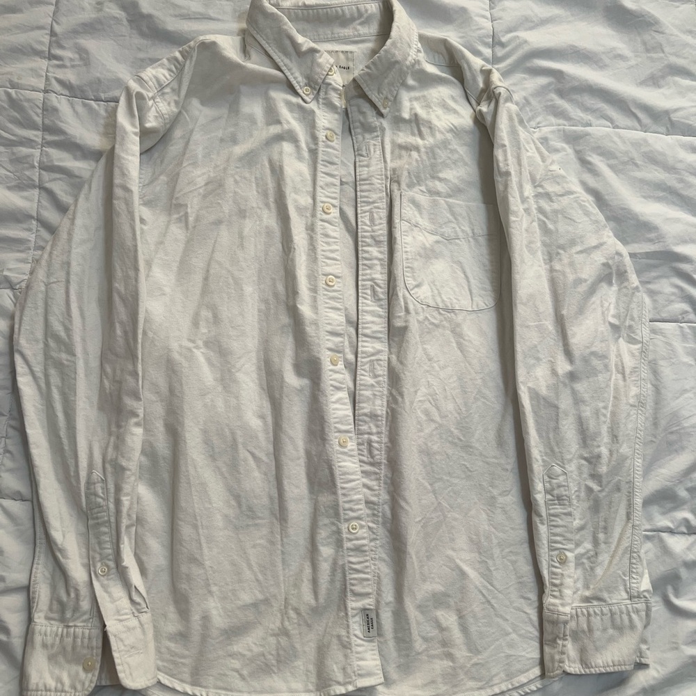 American Eagle Outfitters White Casual Button Down Shirt